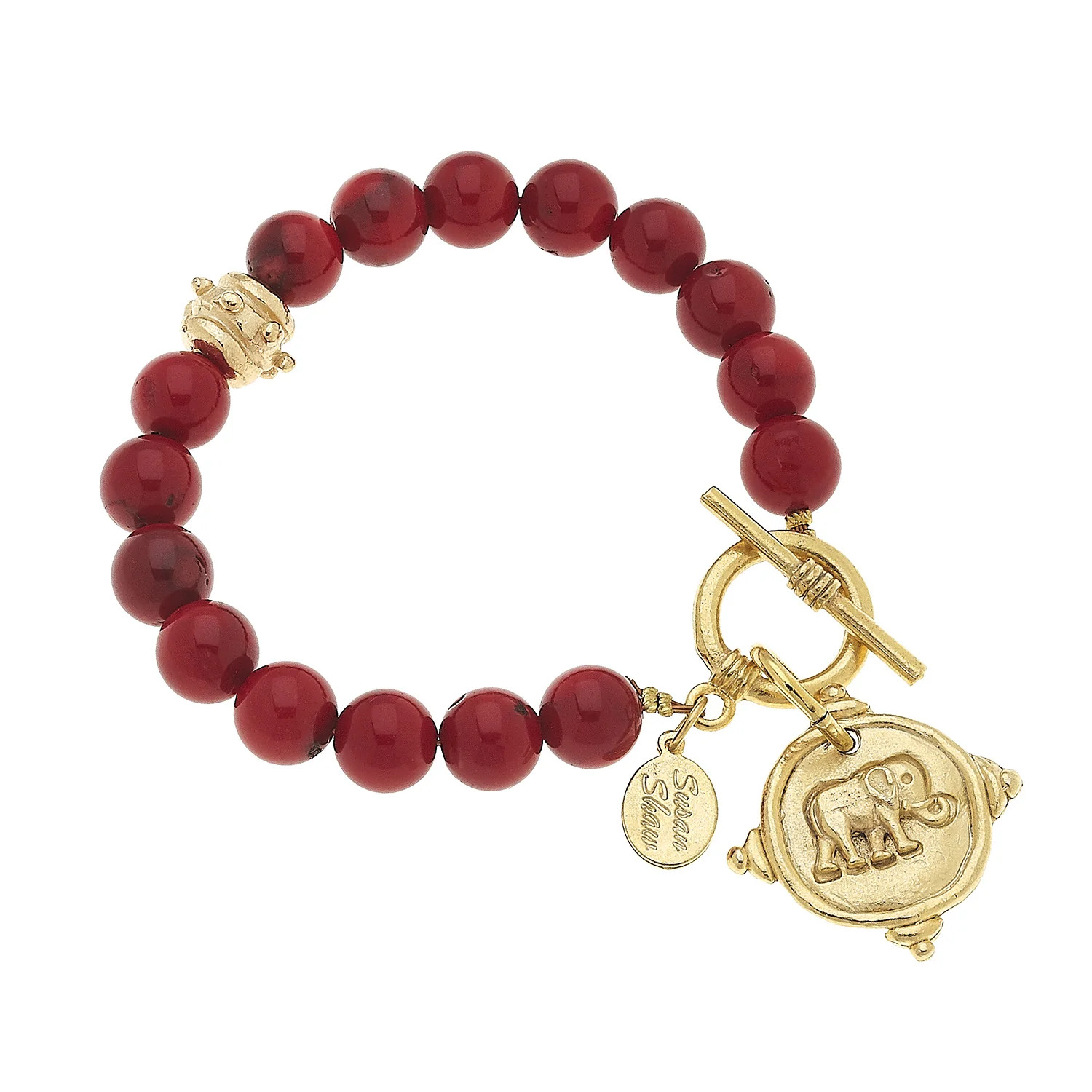 Elephant Intaglio Red Coral Bracelet | Susan Shaw