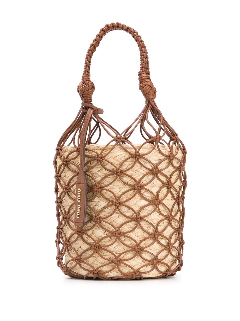 Miu Miu Netted Straw Bucket Bag - Farfetch | Farfetch Global