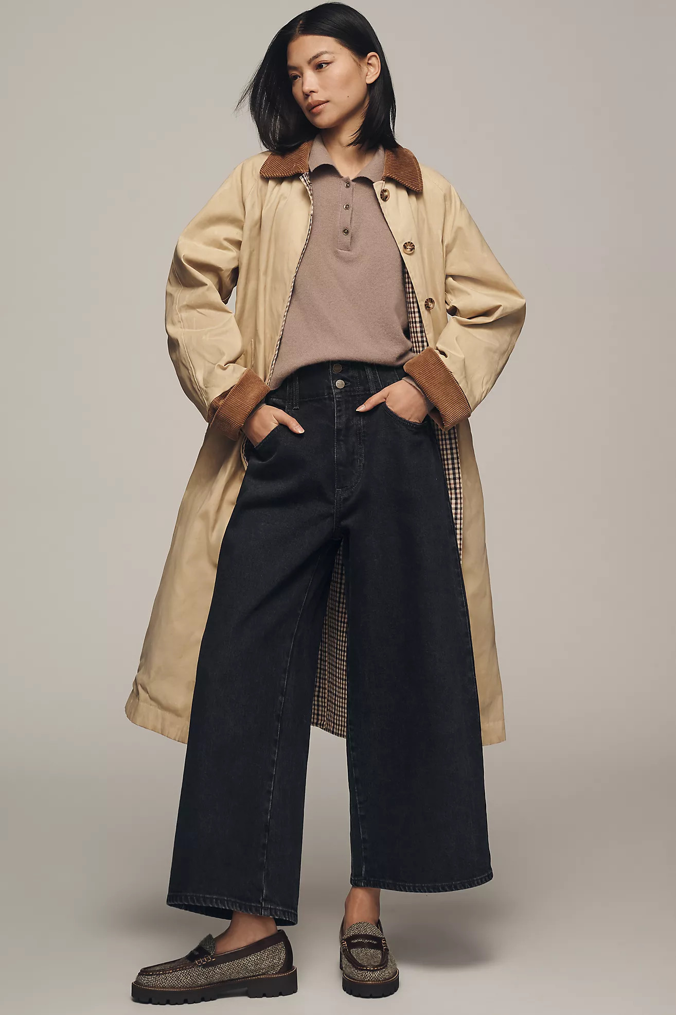 Pilcro Double Button Waist High-Rise Wide-Leg Jeans | Anthropologie (US)