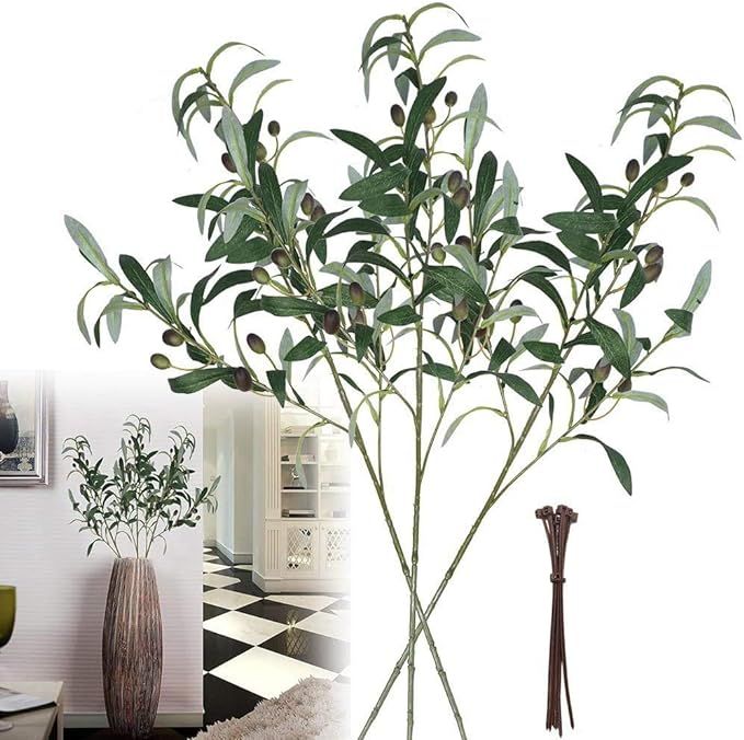 Artificial Plants Greenery Olive Branches Stems Fake Plants Green Leaves Fruits Branch Leaves for... | Amazon (US)