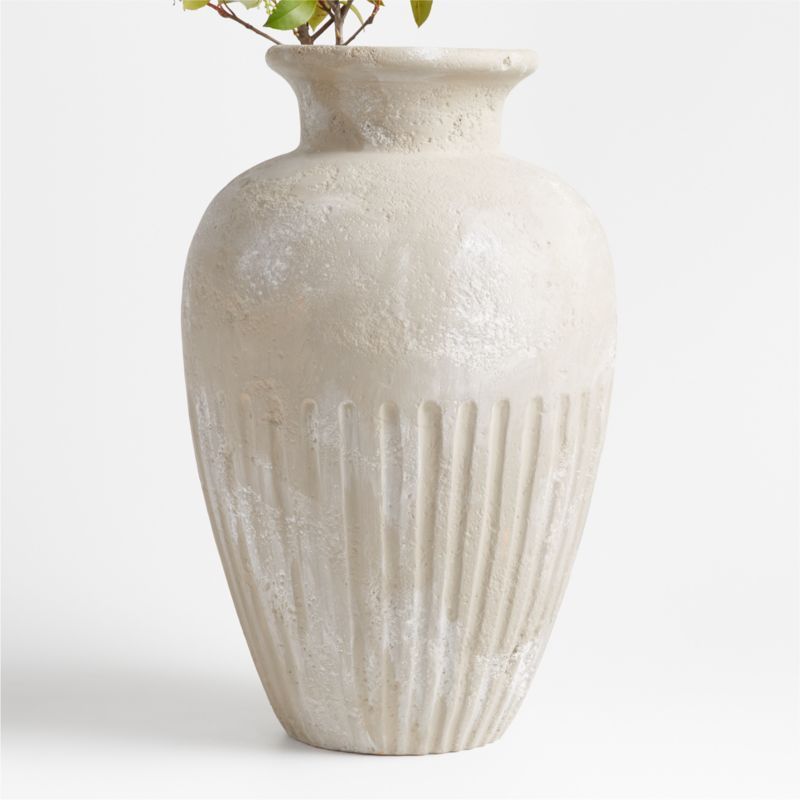 Brooklyn Cannelée Grey Floor Vase 20" by Athena Calderone + Reviews | Crate & Barrel | Crate & Barrel