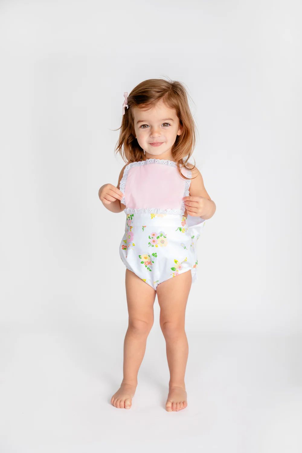 Sally Sunsuit - Biltmore Blooms with Palm Beach Pink | The Beaufort Bonnet Company