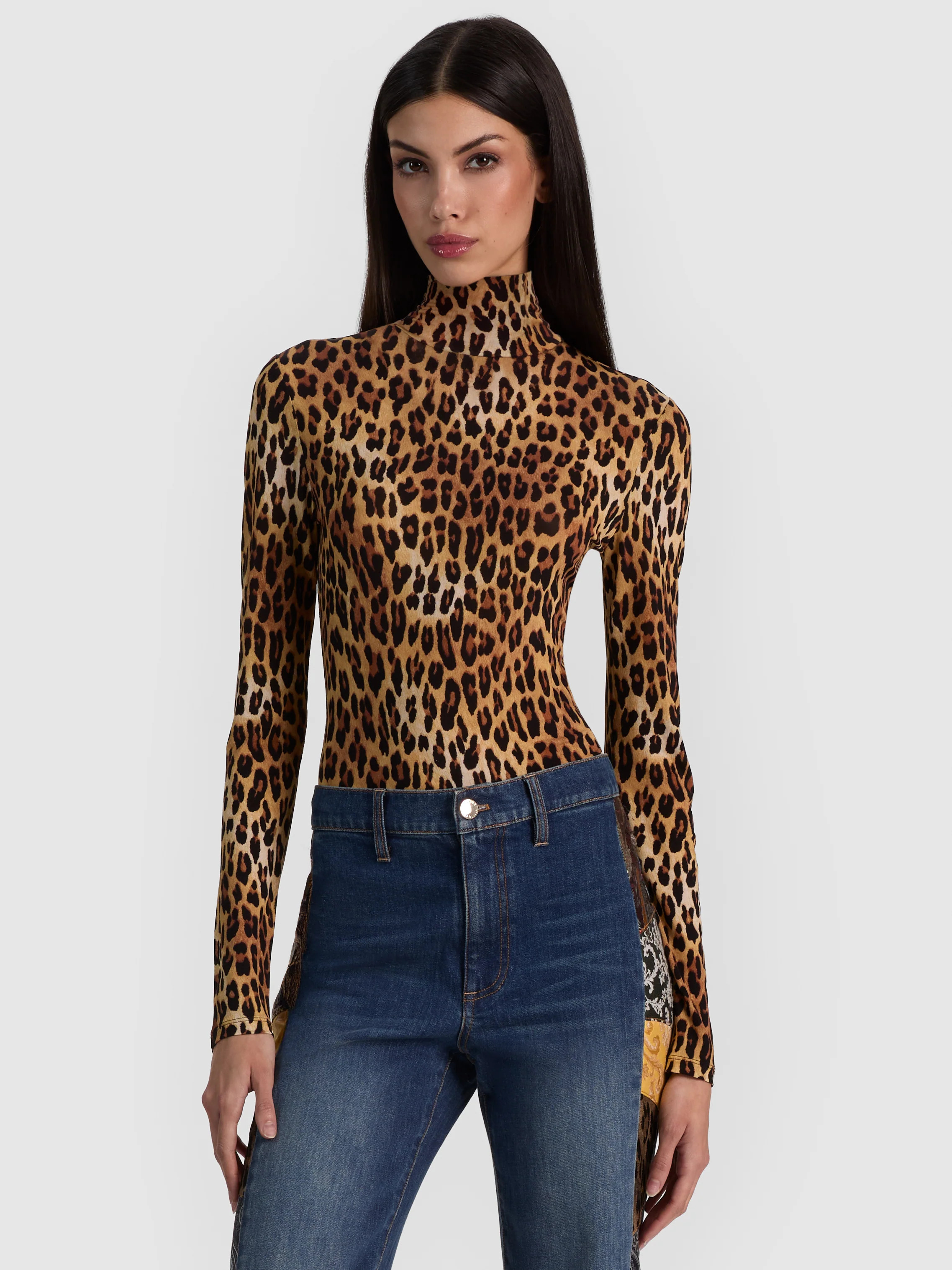 Delaina Turtleneck Top - Spotted Leopard | Alice + Olivia