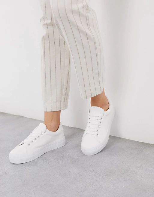 London Rebel flatform lace up sneaker in white | ASOS US