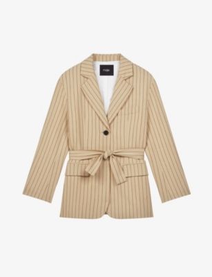 Varcel striped belted organic-cotton and linen-blend blazer | Selfridges