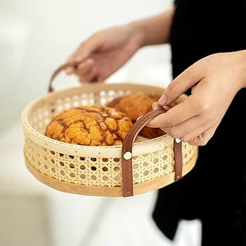 Zerodeko Cesta De Vime Cesto De Frutas Cesta De Pão Bandeja De Vime Suportes De Comida Tigela Ch... | Amazon (BR)