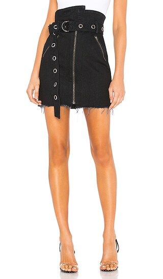 GRLFRND Ava Paper Bag Moto Skirt in Blackout | Revolve Clothing (Global)