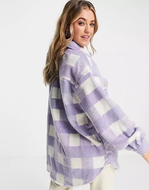 Cotton:On long line shacket in lilac check | ASOS (Global)