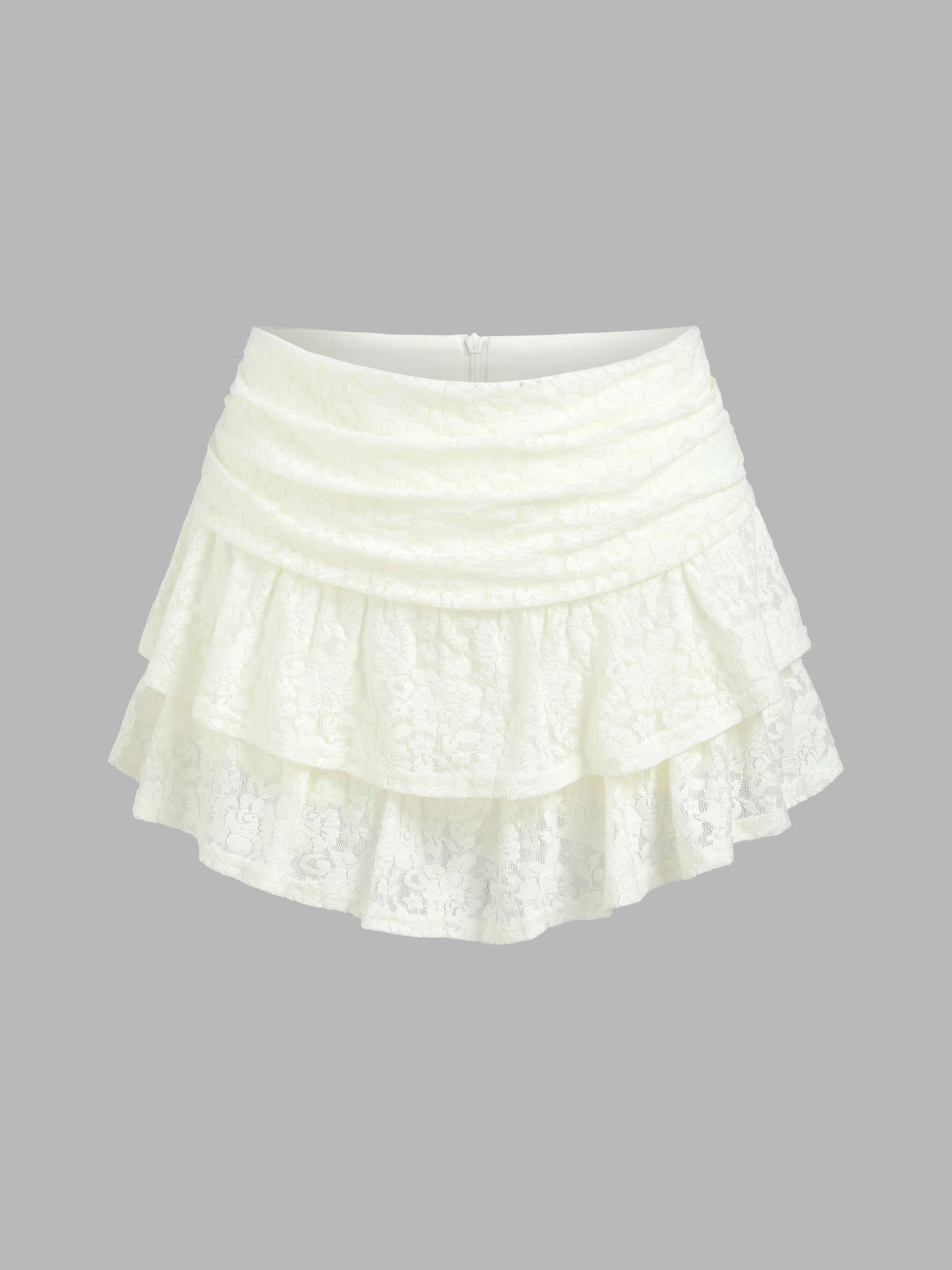 Ruched Floral Lace Knit Layered Mini Skort | Cider