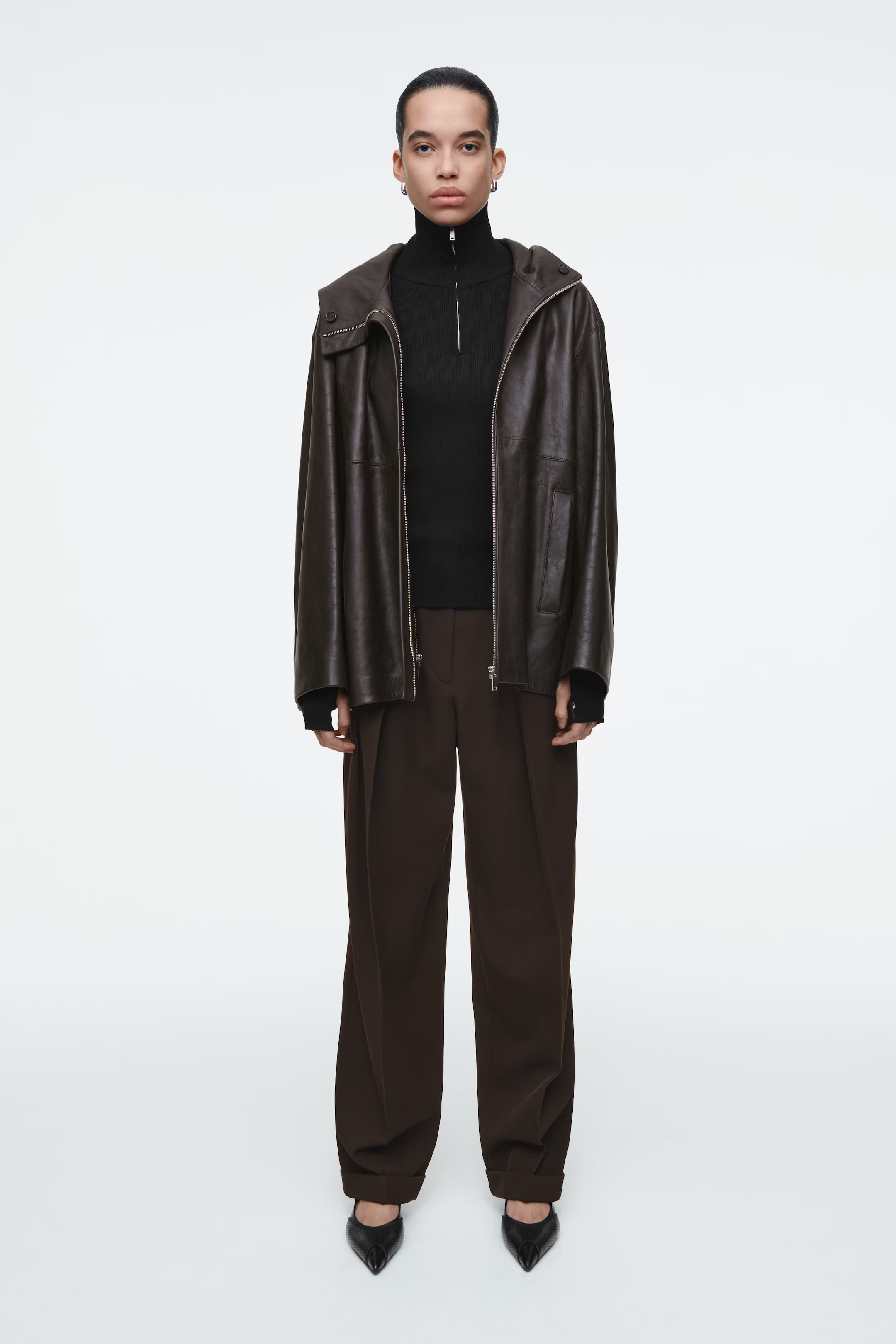 PERFORATED LEATHER SLINGBACK HEELS - BLACK | COS | COS UK