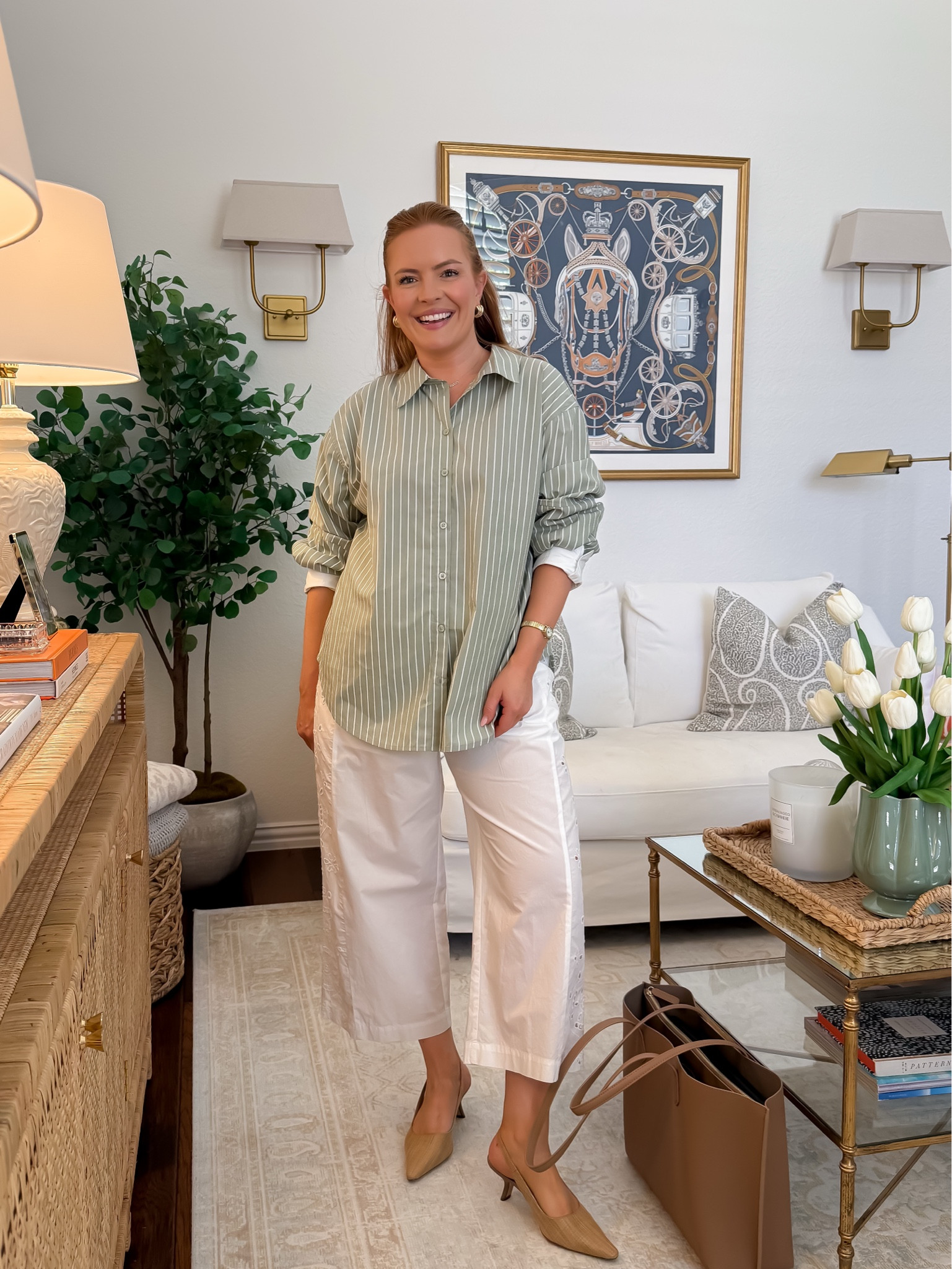 Easy, everyday business casual outfit you can throw on and go 🙌

This is one of those working mom outfits that feels effortless but still looks put together. The striped button down has a relaxed, slightly oversized fit (perfect for tucking or wearing loose), and these white pants are lightweight, breathable, and great for spring/summer workwear.

Perfect for: casual office days, meetings, or work-from-home but still getting dressed.

Everything is comfortable, true to size, and easy to mix with pieces you already own.

Everything is linked in this LTK post 🤍

#workoutfits #businesscasual #workingmomstyle #springworkwear #targetstyle

#LTKgrwm #LTKWorkwear #LTKmomlife