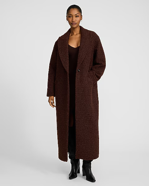 Boucle Single Button Maxi Coat | Express
