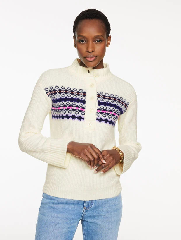 Shaker Henley Pullover - Fair Isle | Talbots