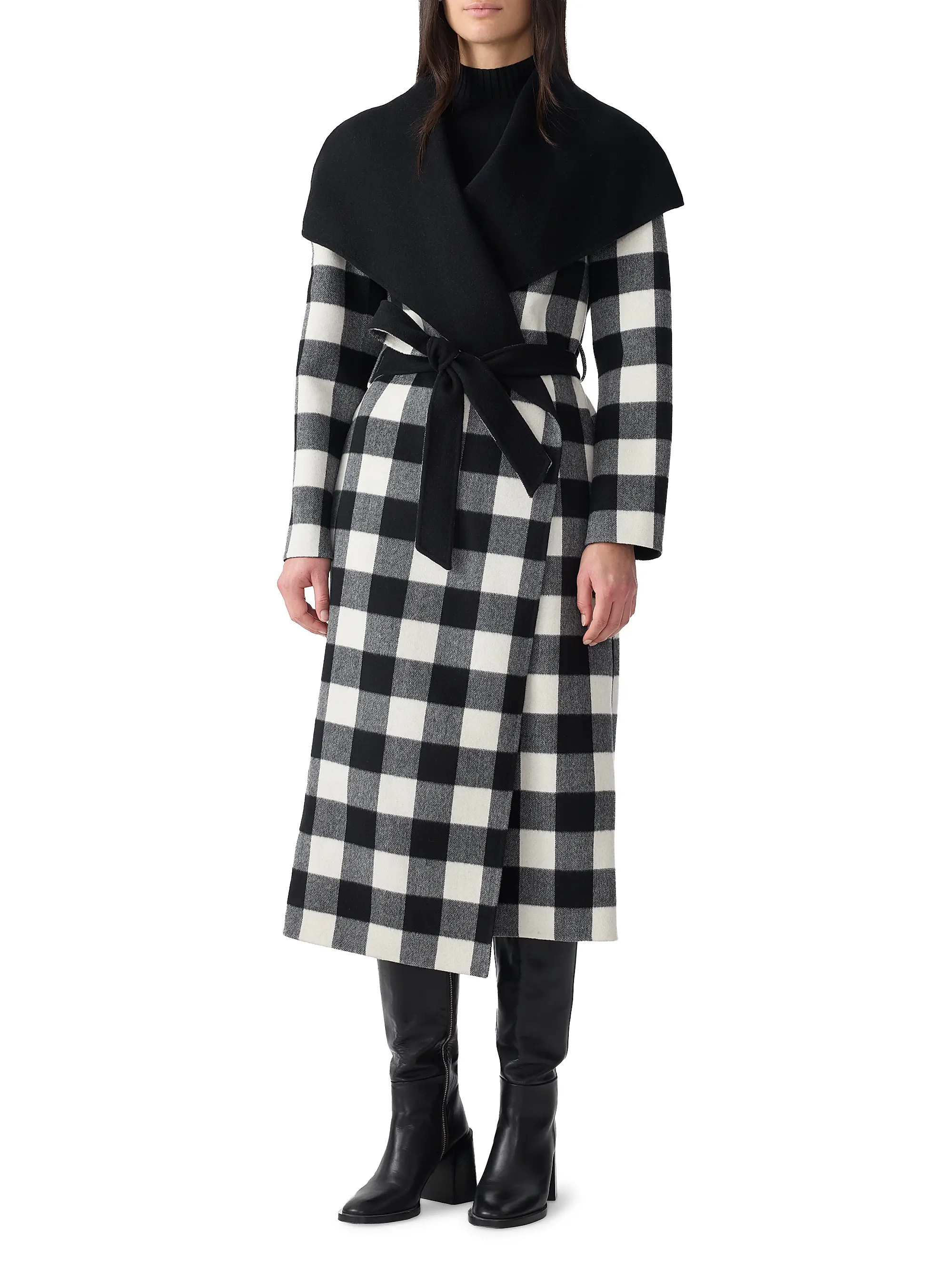 Mai-Pl Check Wool Reversible Wrap Coat | Saks Fifth Avenue