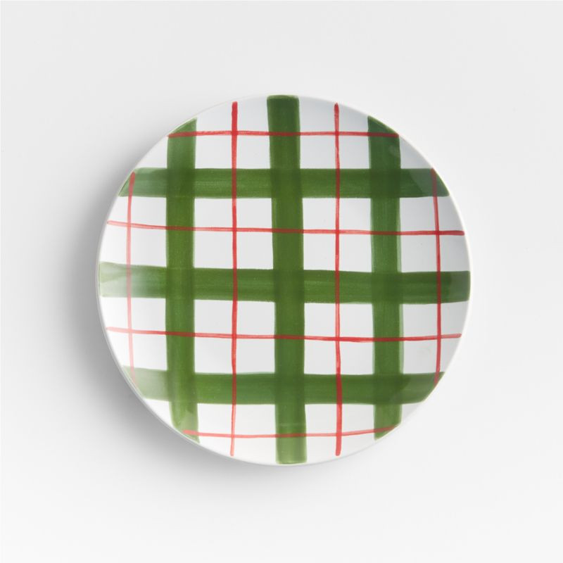 Holiday Plaid Christmas Salad Plate | Crate & Barrel | Crate & Barrel