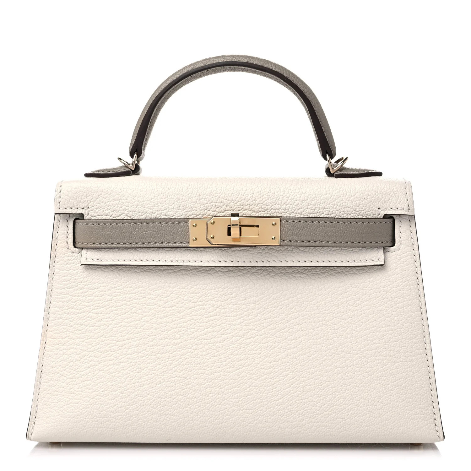 HERMES Chevre Mysore Horseshoe Mini Kelly Sellier 20 Craie Gris Asphalte | FASHIONPHILE (US)