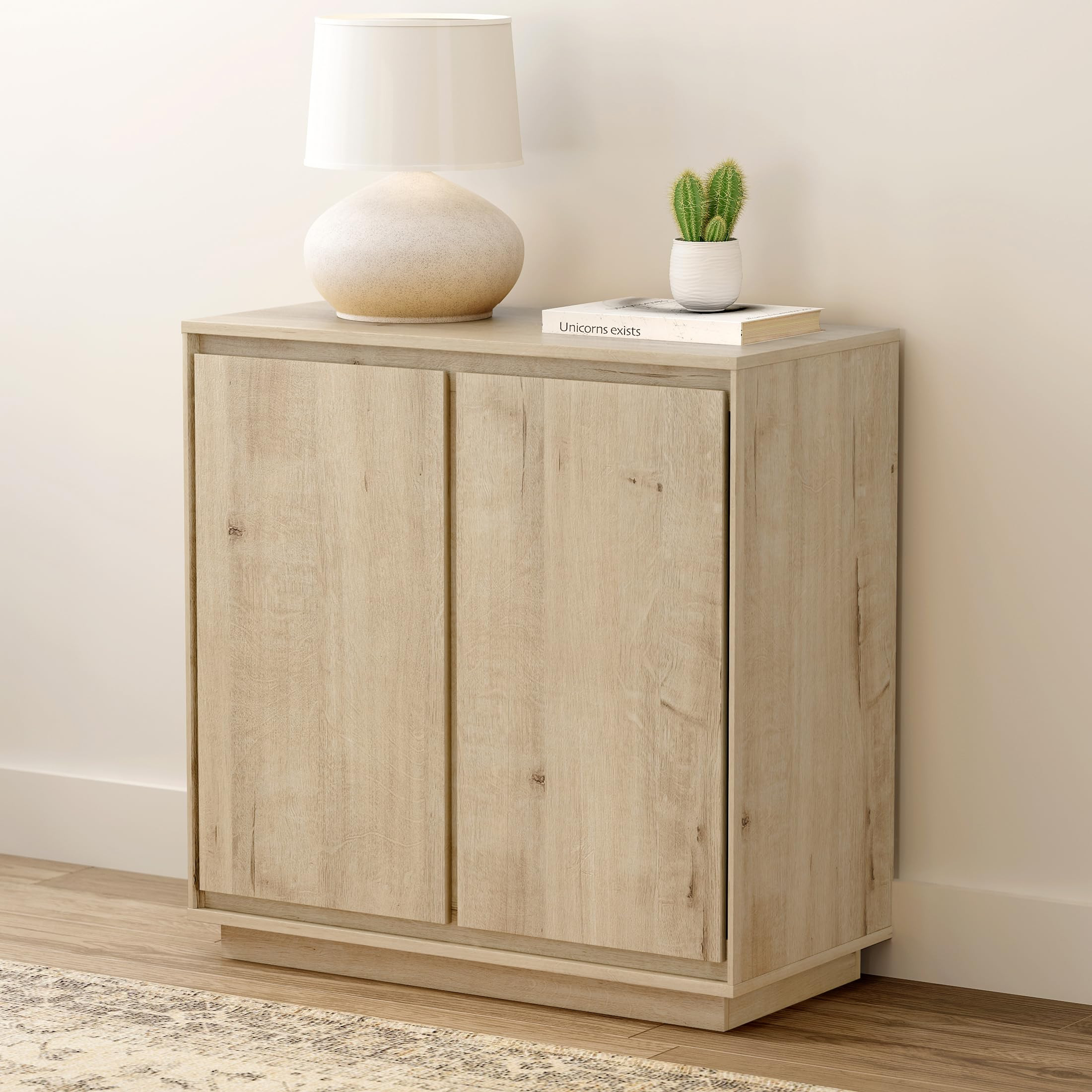 EYYTHUNG Buffet Storage Cabinet, Accent Sideboard Cabinet with Adjustable Shelves and Handless Design, Credenza Console Table for Living Room, Light Oak | Amazon (US)