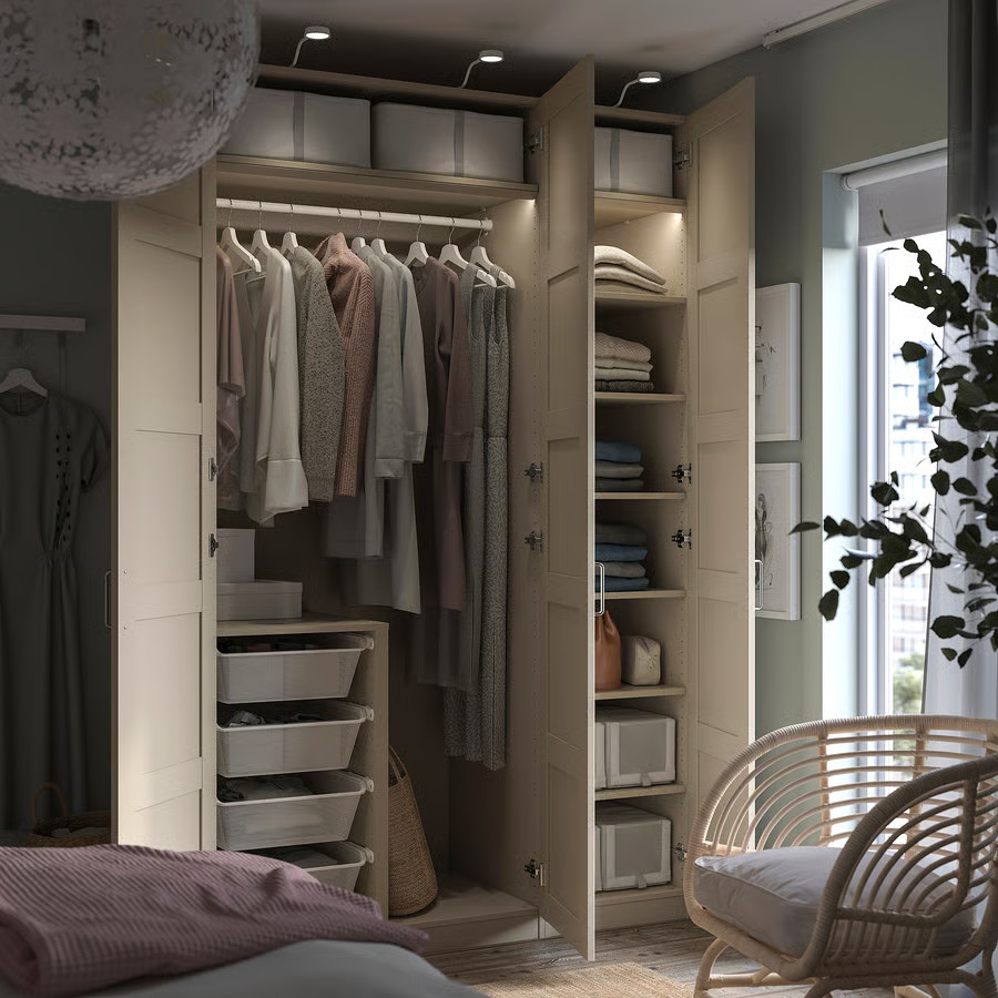 PAX / BERGSBO wardrobe, gray-beige/gray-beige, 59x235/8x931/8"  - IKEA | IKEA US