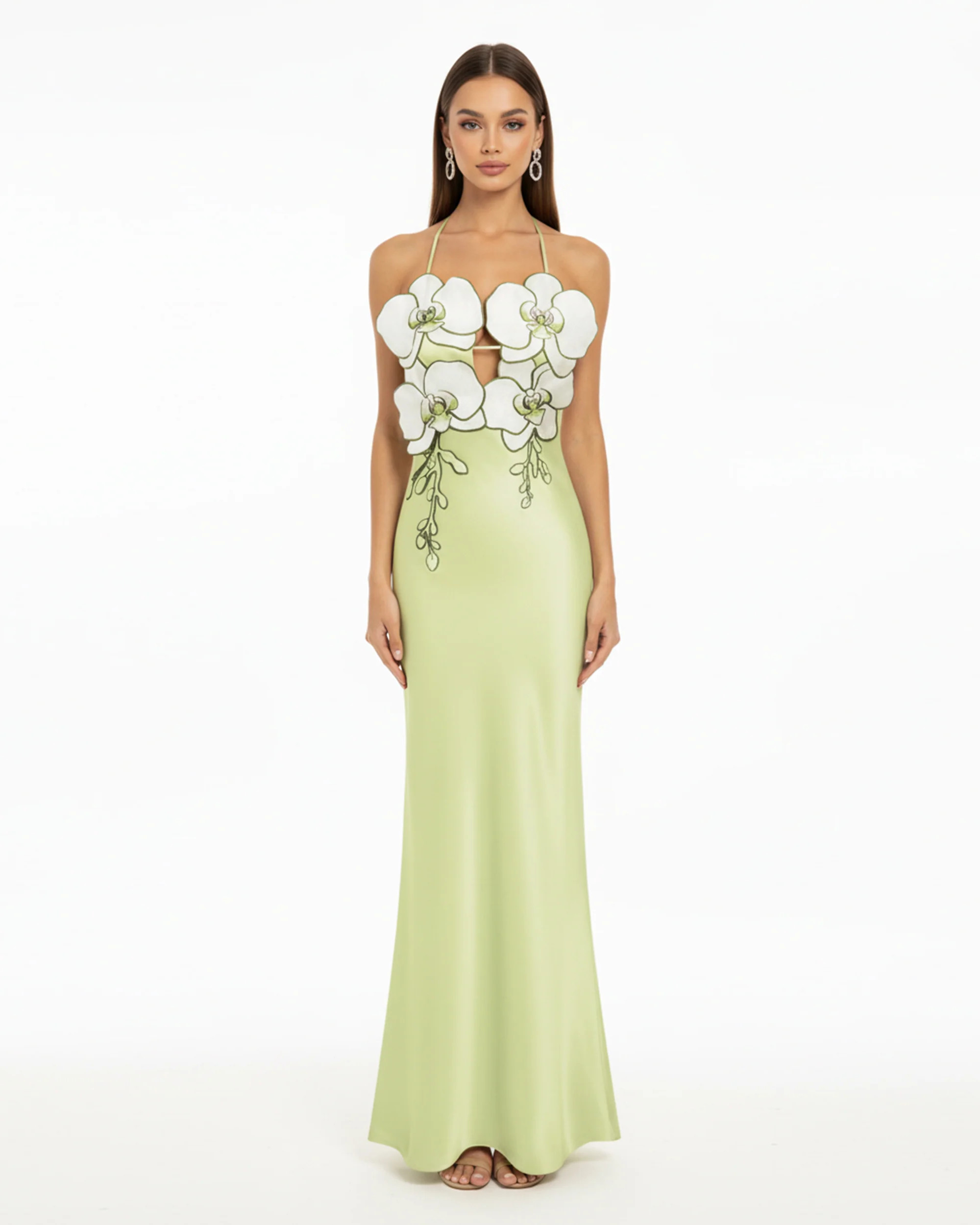 Orchid Embroidered Dress - Light Green/Ivory | JW PEI US