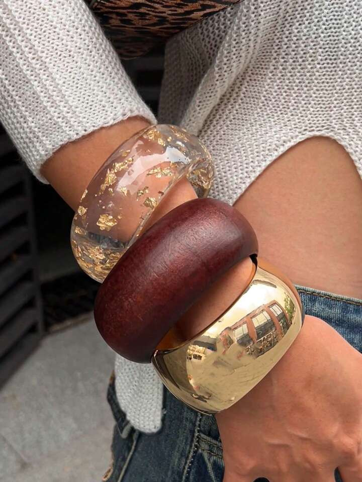 1pc Vintage Exaggerated Drum Face Wide Bangle Bracelet, Fashion Luxury Casual Wear Unisex Gift Fo... | SHEIN