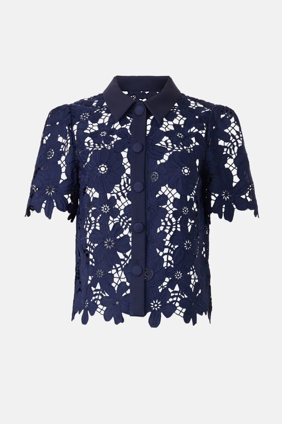 Milly Navy Addison Roja Lace Top | Rent the Runway