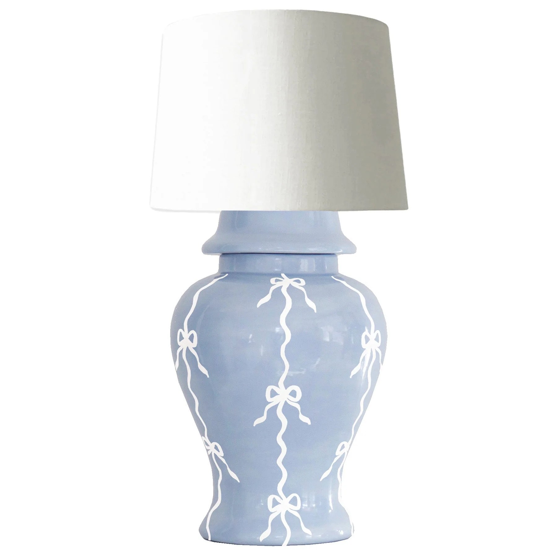 Bow Stripe Ginger Jar Lamp in Serenity Blue | Ruby Clay Company
