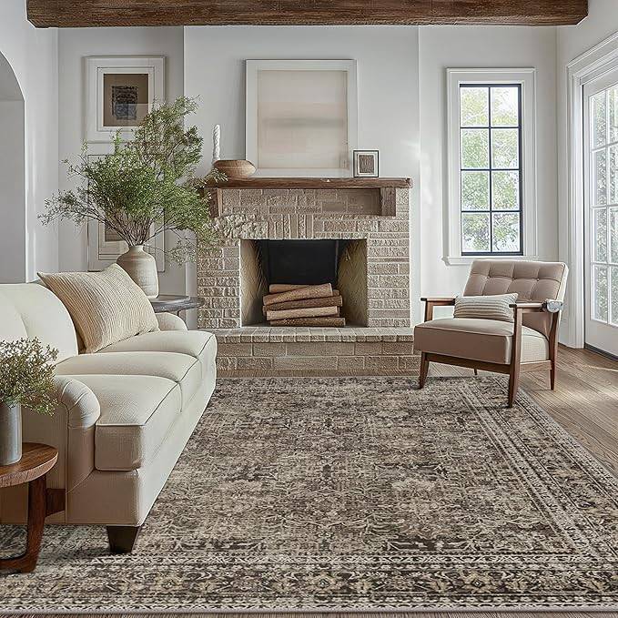 Area Rugs 6x9 for Living Room Bedroom, Vintage Machine Washable Stain Resistant Rug, Large Soft L... | Amazon (US)