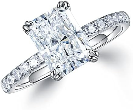 MOOSEA 2ct Radiant Cut Moissanite Rings for Women - D Color VVS1 Clarity Lab Created Moissanite W... | Amazon (US)