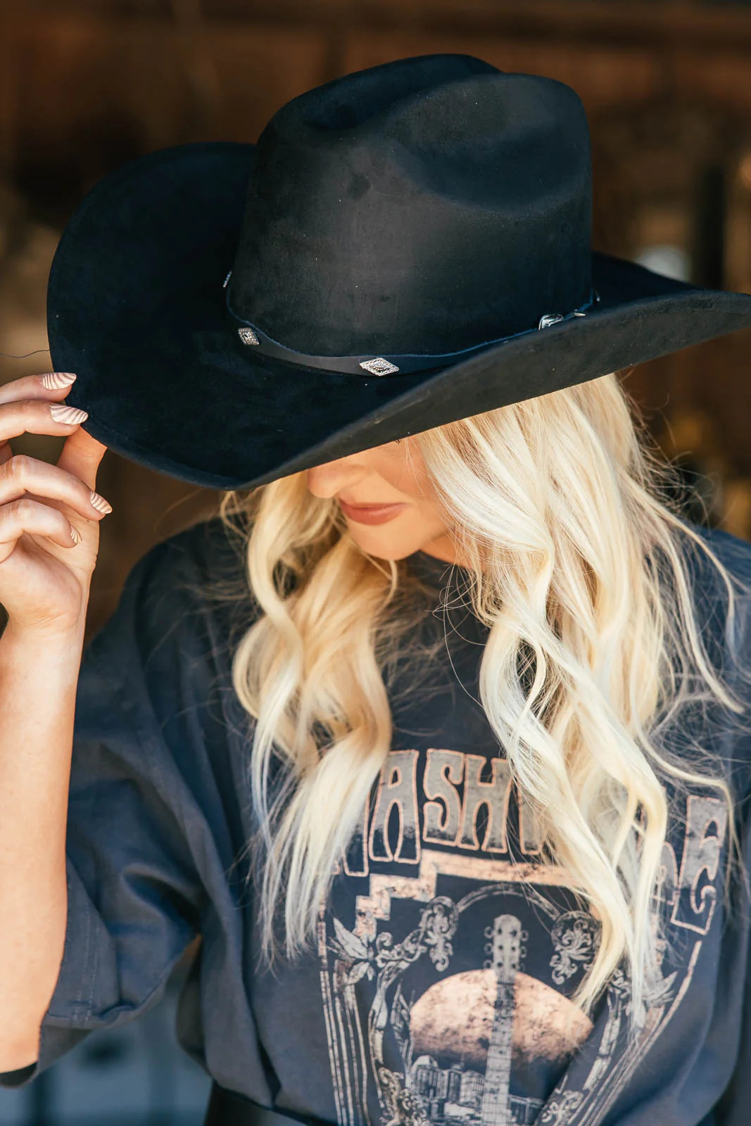 NEW!! The "Dolly" Faux Suede Cowboy Hat in Black | Glitzy Bella