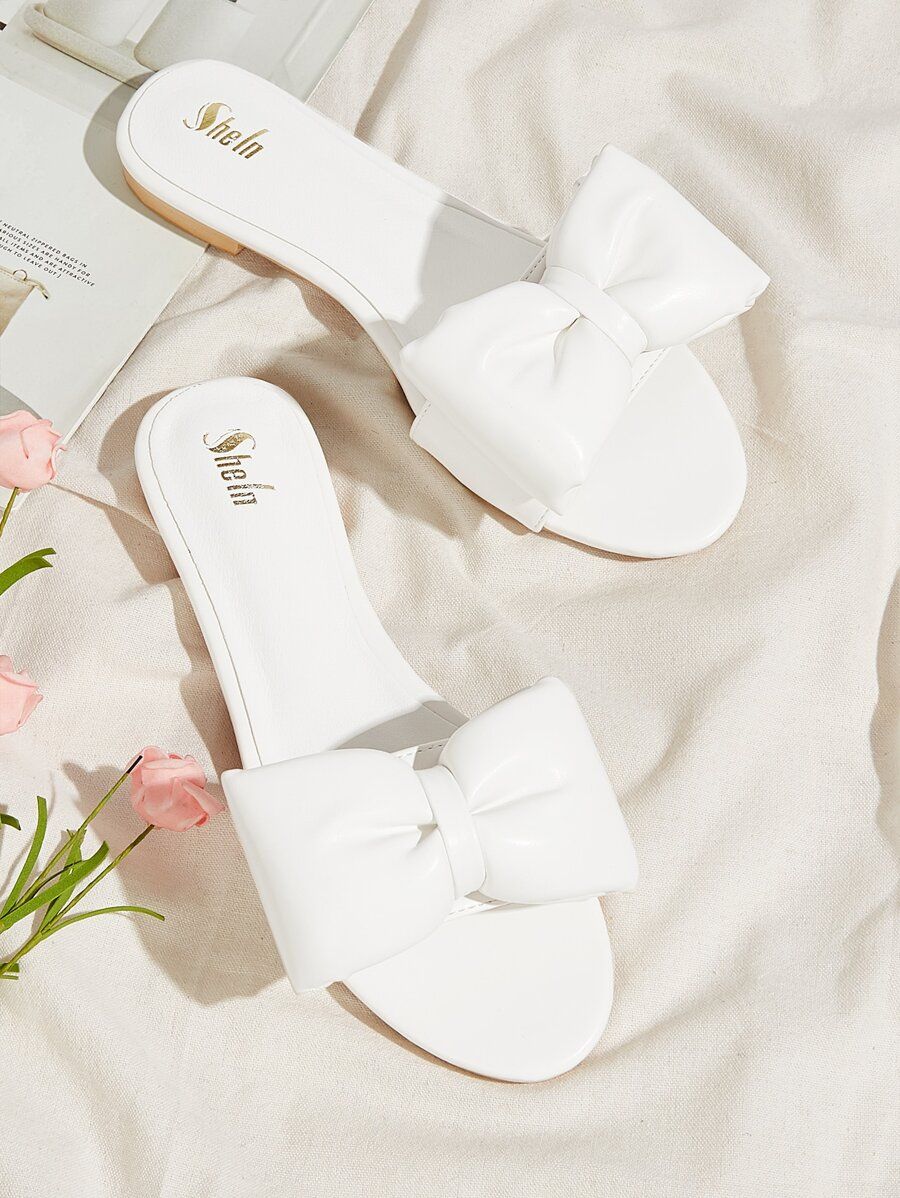 Bow Decor Slide Sandals | SHEIN