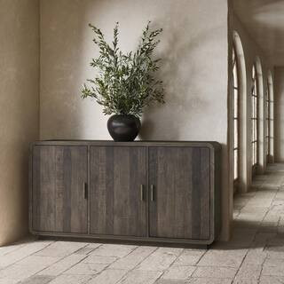 Brannon Aged Brown Pine Wood 63 in. Sideboard with 3 Doors and Adjustable Shelves | The Home Depot