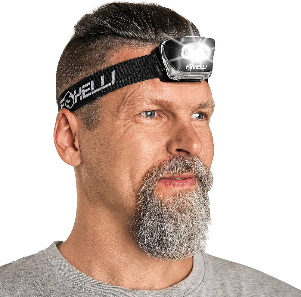 Foxelli LED Headlamp Flashlight for Adults & Kids, Running, Camping, Hiking Head Lamp with White ... | Amazon (US)