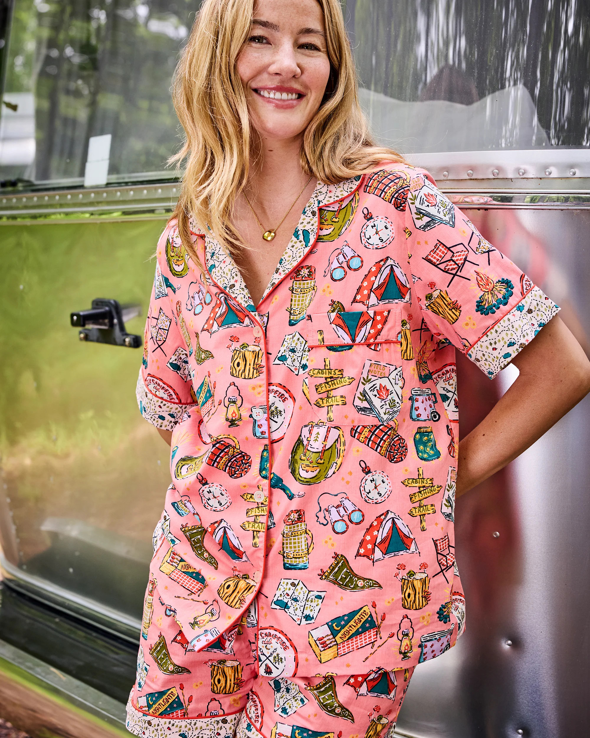 Camping Trip - Short PJ Set - Coral | Printfresh