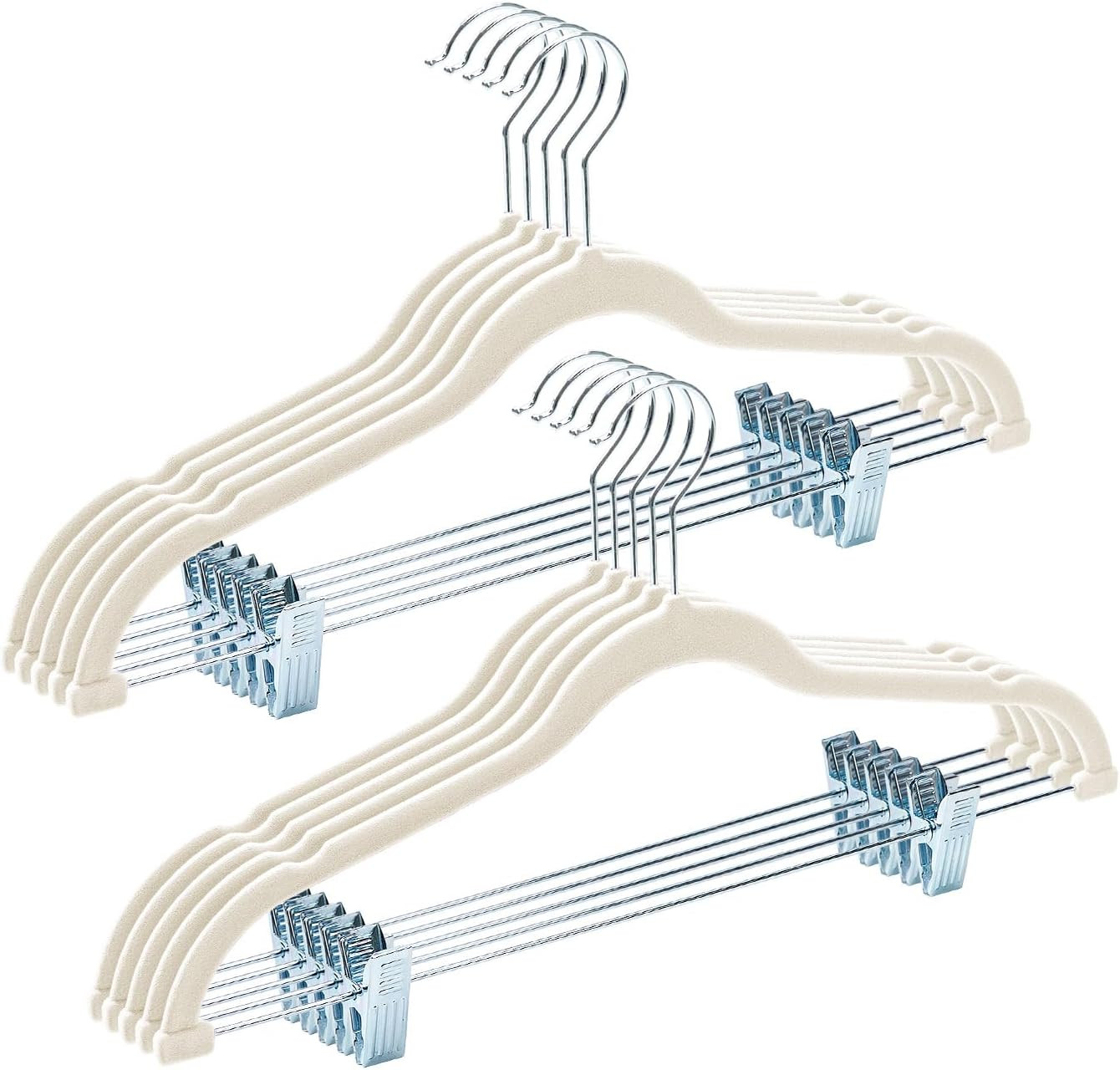 HOUSE DAY Velvet Skirt Hangers with Adjudtable Clips 10 Pack, Ivory | Amazon (US)