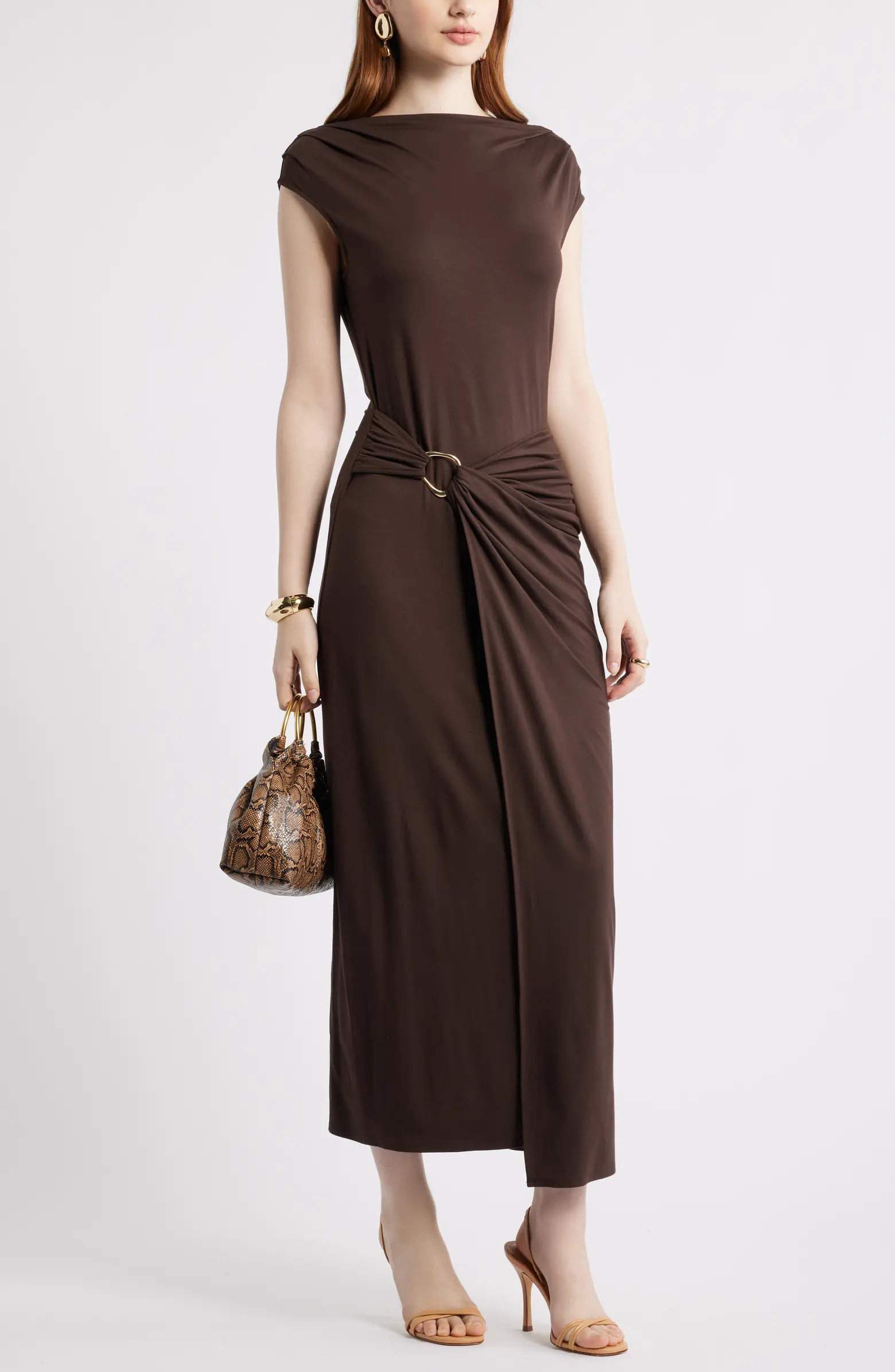 Belt Detail Side Ruched Dress | Nordstrom