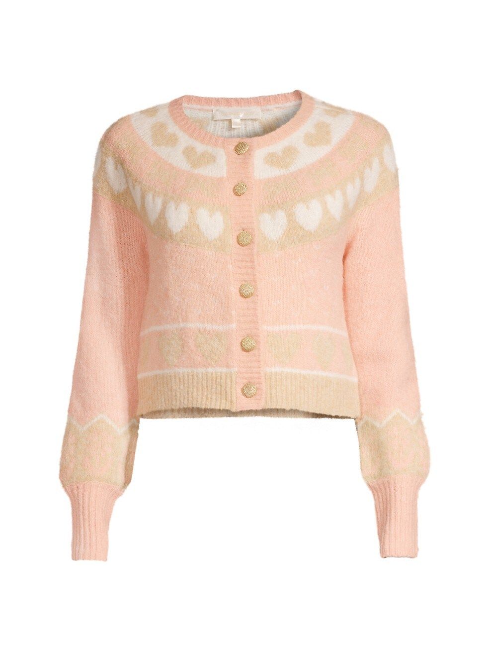 LoveShackFancy Dimples Heart-Intarsia Knit Crop Cardigan | Saks Fifth Avenue