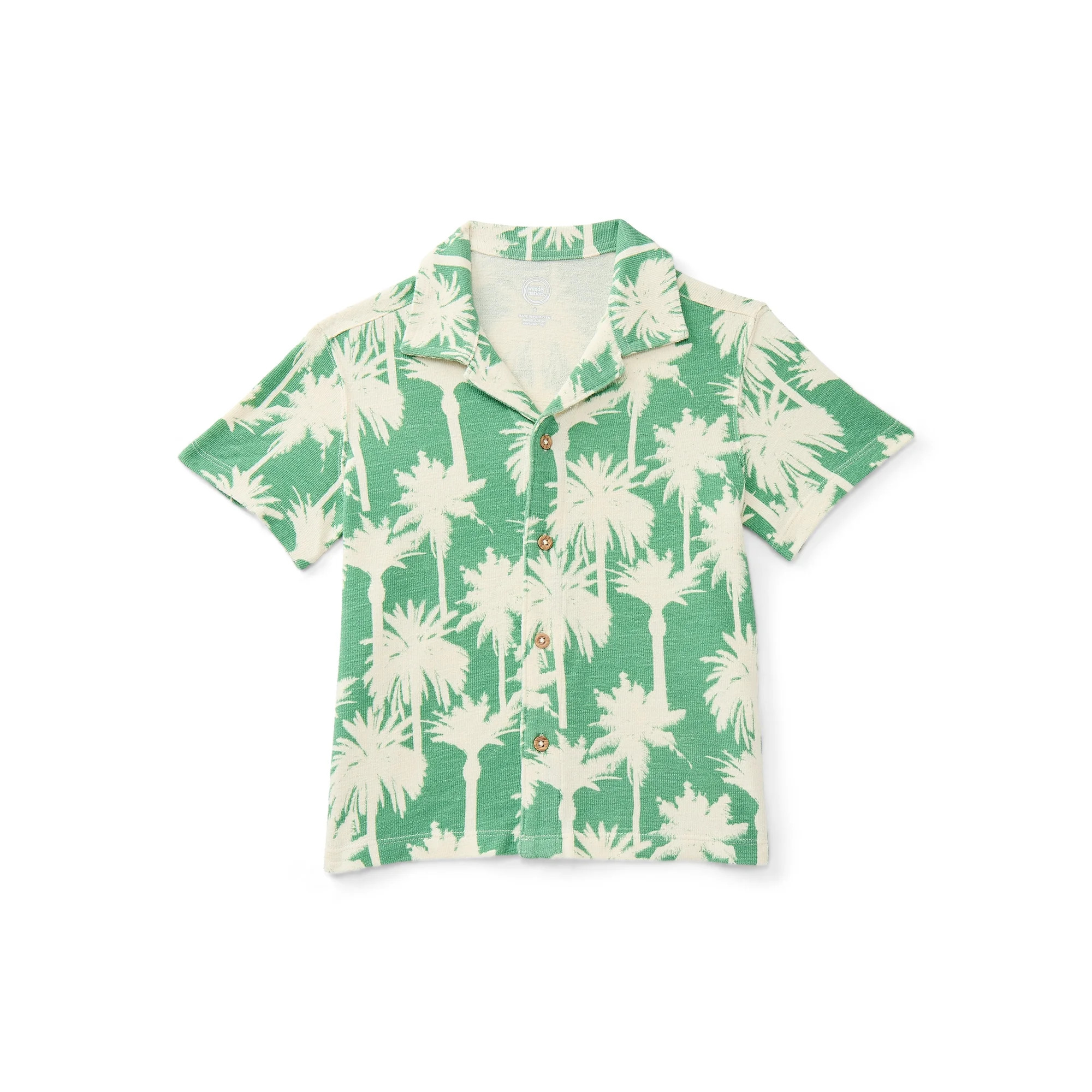 Wonder Nation Little Boys Knit Button Down Shirt with Short Sleeves, Sizes 4-10 | Walmart (US)