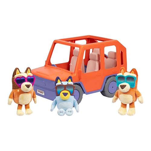 Bluey Big Heeler 4WD and Family Toddler Toy Car, Bingo and Chilli Plush Buddies, Opening Hood Storage, Bluey Car Toys for Kids 3+, Amazon Exclusive | Amazon (US)