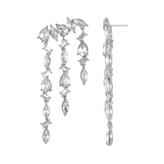 Time and Tru Silvertone Rhinestone Drop Earrings, 1 Pair | Walmart (US)