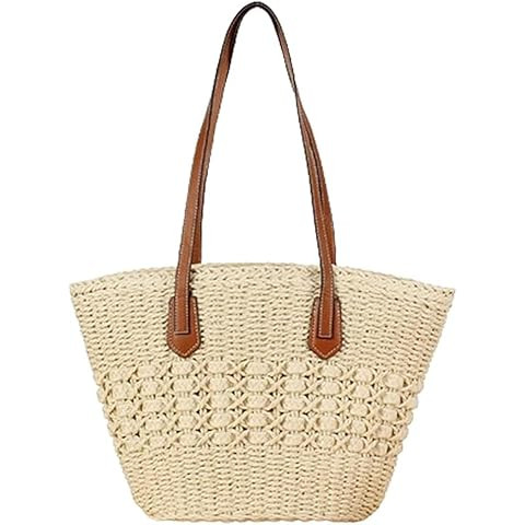 Women's Straw Shoulder Bag Large Rattan Woven Totes Summer Travel Beach Handbag Handmade Top Hand... | Amazon (US)