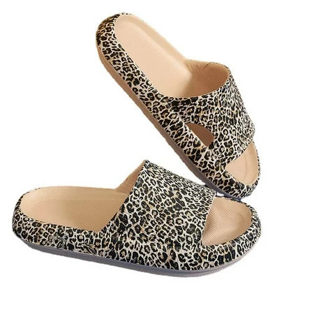 Rewenti Women s Flat Slide Sandals Leopard Print Non-Slip Cloud Slides Quick Drying Shower Bathroom Soft Sandals for Outdoor Indoor Clearance Brown 8.5(40-41) | Walmart (US)