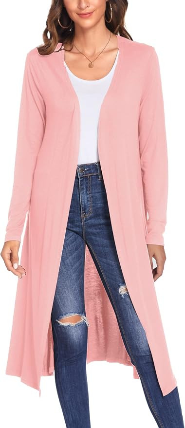 Bluetime Women Open Front Maxi Cardigan | Lightweight Long Duster, Long Sleeve Cardigan, Outfits ... | Amazon (US)