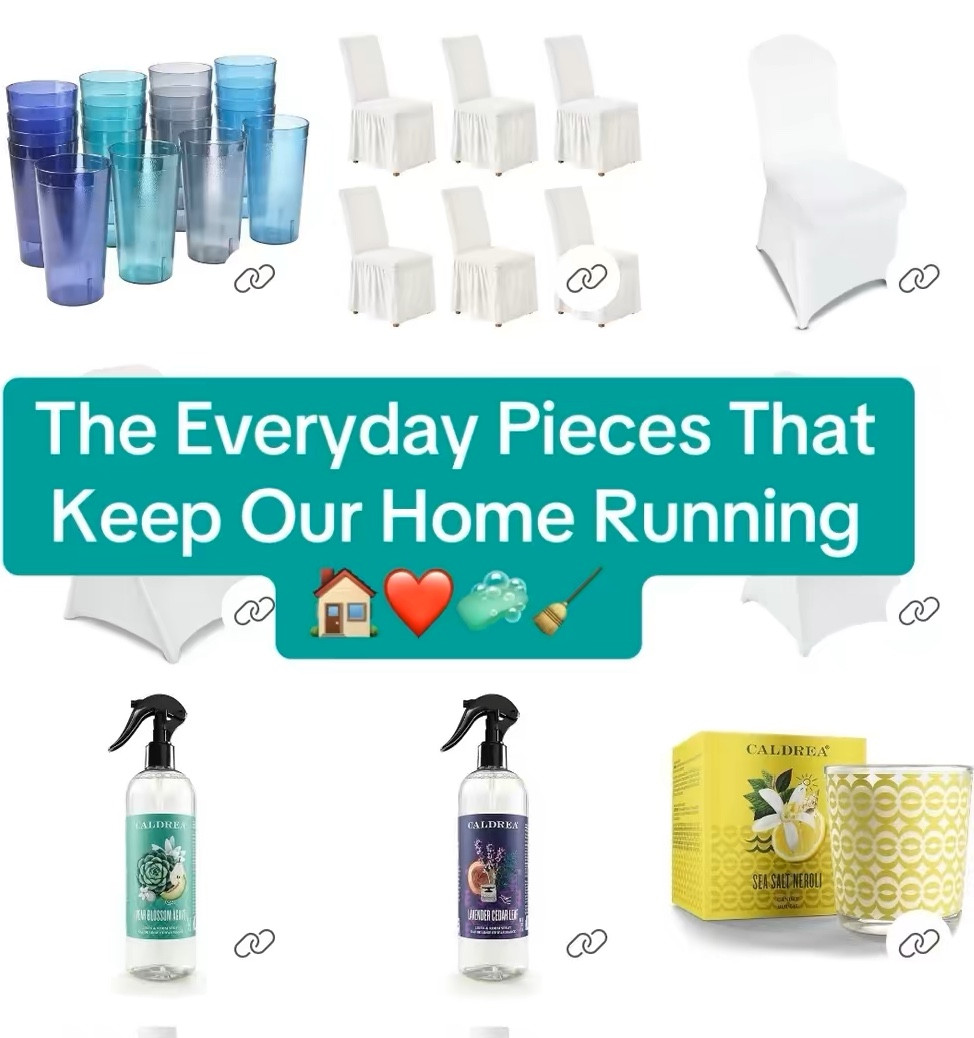 Our Home Essentials 🏠
Everyday home essentials that keep life running smoothly.
From glassware to chair covers and fresh scents, these basics make a home feel effortless.
The everyday pieces that keep our home running: glassware for
gatherings, chair covers for a polished look, and mood-setting scents. Small details matter. Links in my LTK link in bio.
#homeessentials #intentionalliving
#curatedhome #simpluxury #homemakertiktok @Amazon @target @Mr. Clean @Sprayway @drbronner @The Pink Stuff @Clorox @Scrub
Daddy @Walmart


#LTKmomlife #LTKHome