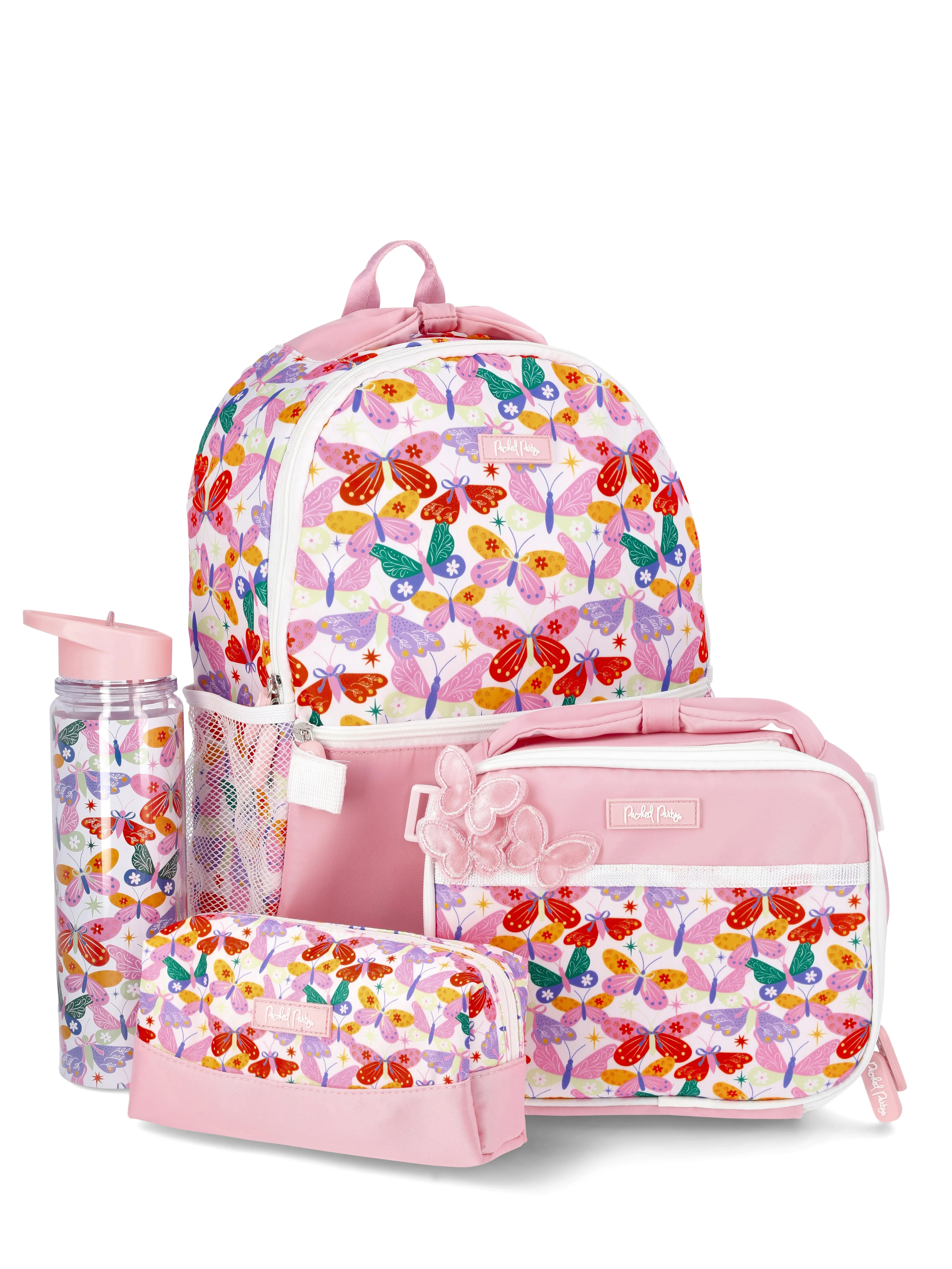 Packed Party Girls 17" Butterfly 4-Piece Backpack Set, Pink | Walmart (US)