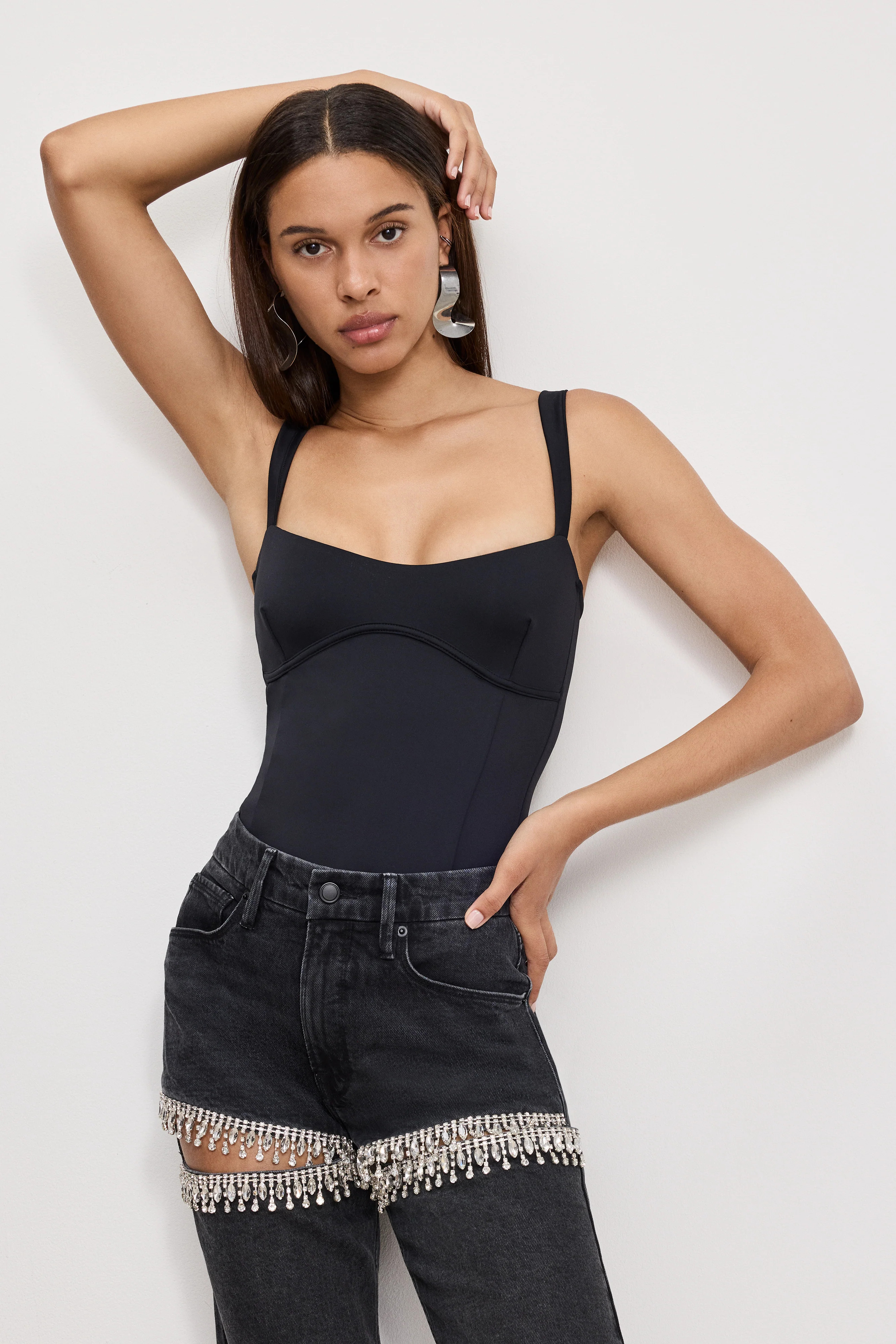 SWEETHEART SCULPTING TANK BODYSUIT | BLACK001 - GOOD AMERICAN | Good American