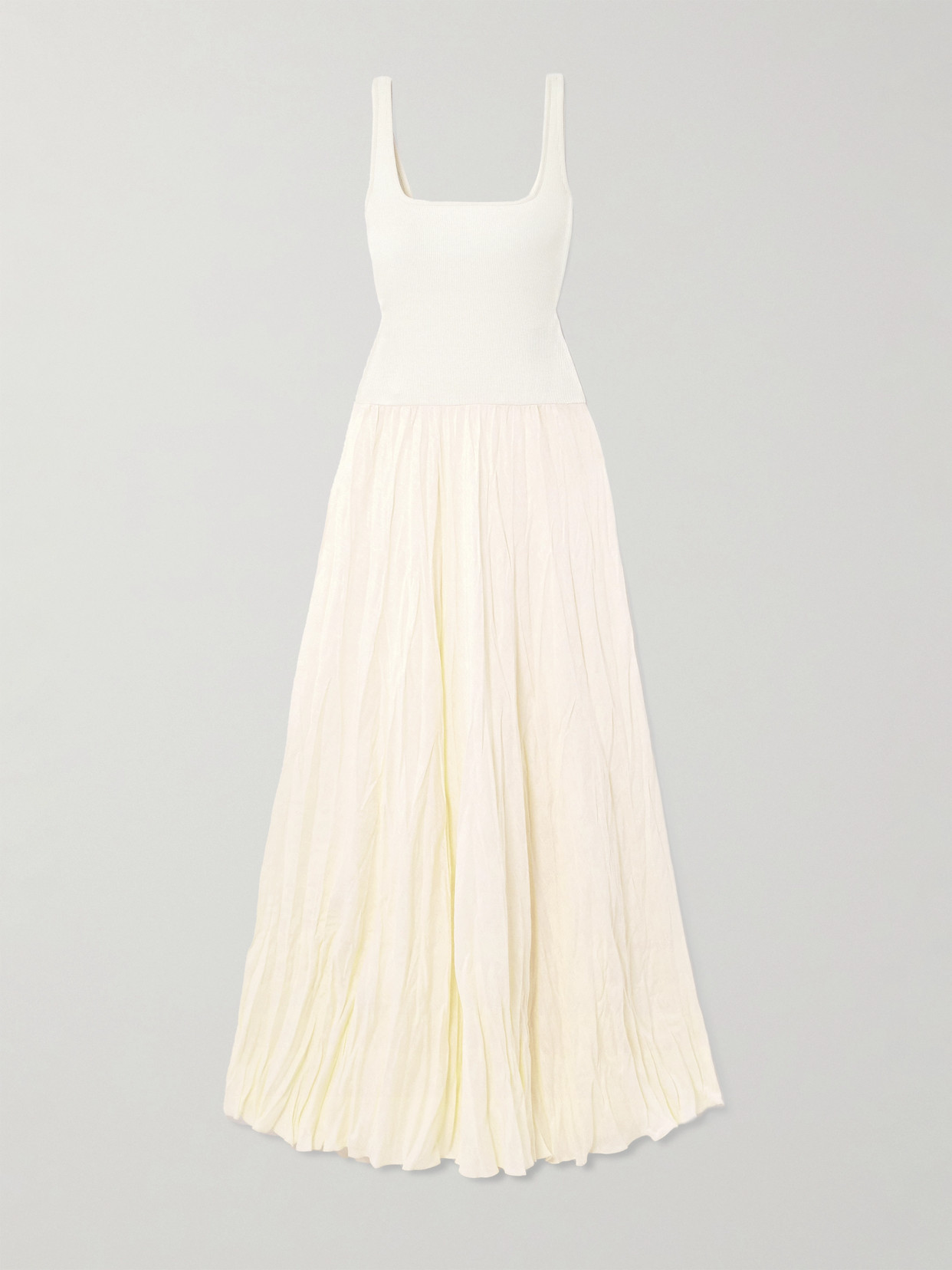 Johanna Ortiz - Mariner Ribbed Knit-trimmed Organic Linen-blend Poplin Maxi Dress - Neutrals | NET-A-PORTER (US)