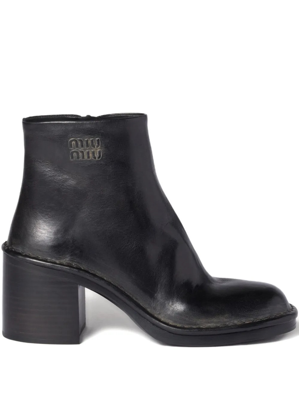 Miu Miu 70mm leather ankle boots - Black | Farfetch Global