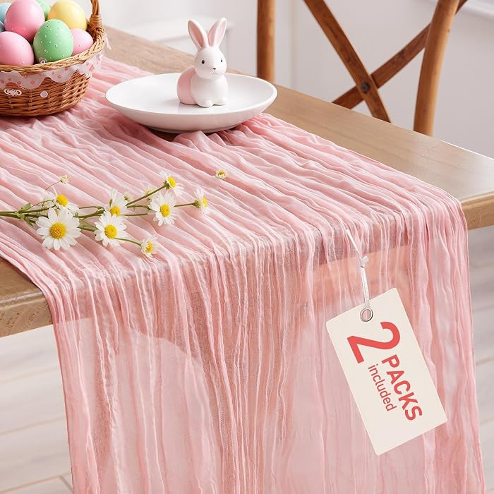 Pureegg 2-Pack Cheesecloth Table Runner, 120'' Easter Spring Boho Gauze Table Cloth Decorations f... | Amazon (US)