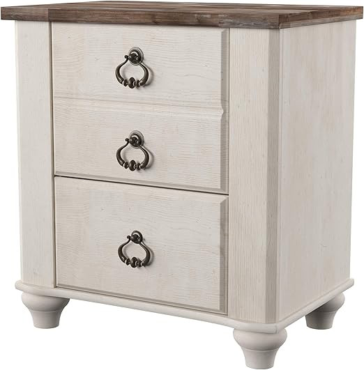 Ashley Furniture Signature Design - Willowton Nightstand - Rustic Farmhouse Style - White Wash | Amazon (US)