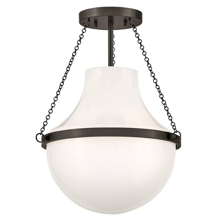Hinkley Collins Semi-Flush Mount Ceiling Light - Transitional, Hand Blown Glass, Cased Opal Teard... | Amazon (US)